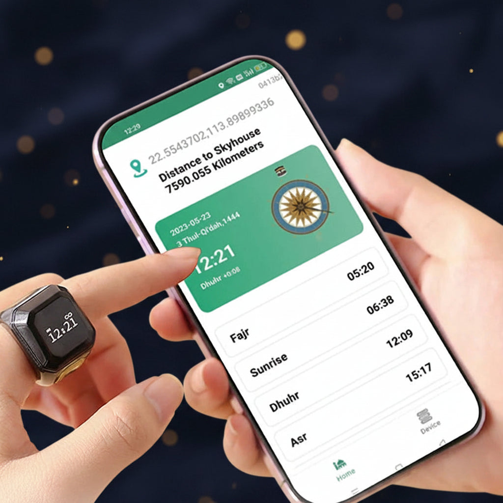 OLED Digital Smart Zikr Ring Counters Bluetooth App Tasbih Tally Counter for Muslims Prayer Time Vibration Reminder Alarm Clock