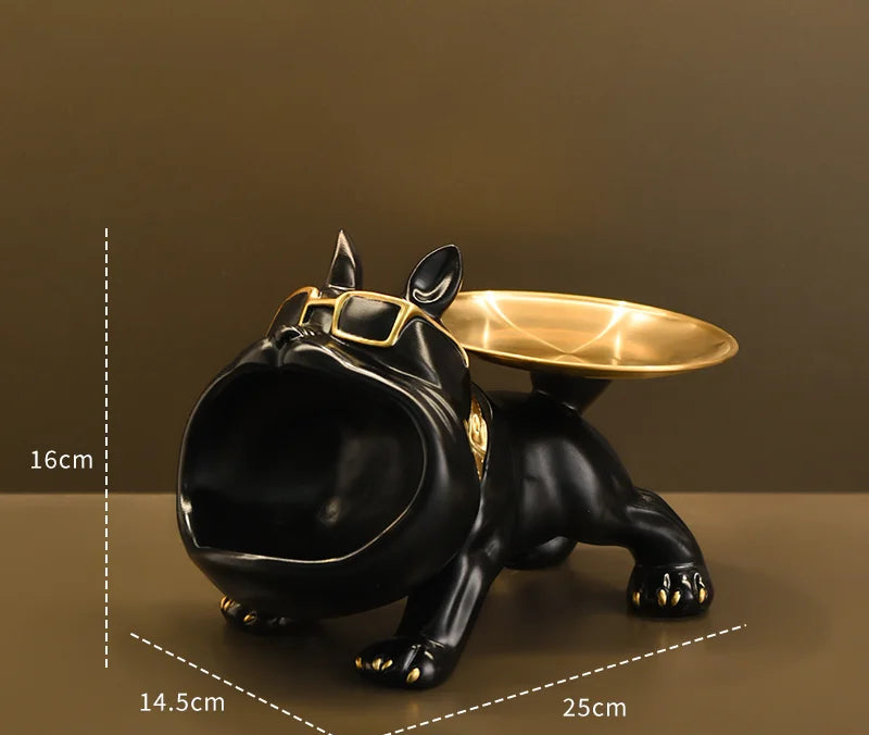 Resin Dog Statue Bulldog Statue Storage Tray Animal Decoration Resin Craft Art Sculpture Statue Dog Sculpture Home Decoration