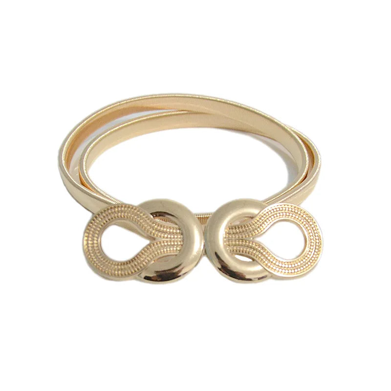 Belts for Women Gold Silver Dresses Elastic Stretch Female Waist Belts Metal Thin Ladies Dress Belts Cinturones Pasek