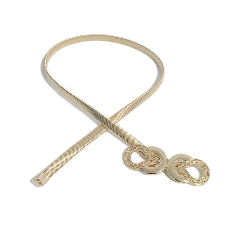 Belts for Women Gold Silver Dresses Elastic Stretch Female Waist Belts Metal Thin Ladies Dress Belts Cinturones Pasek