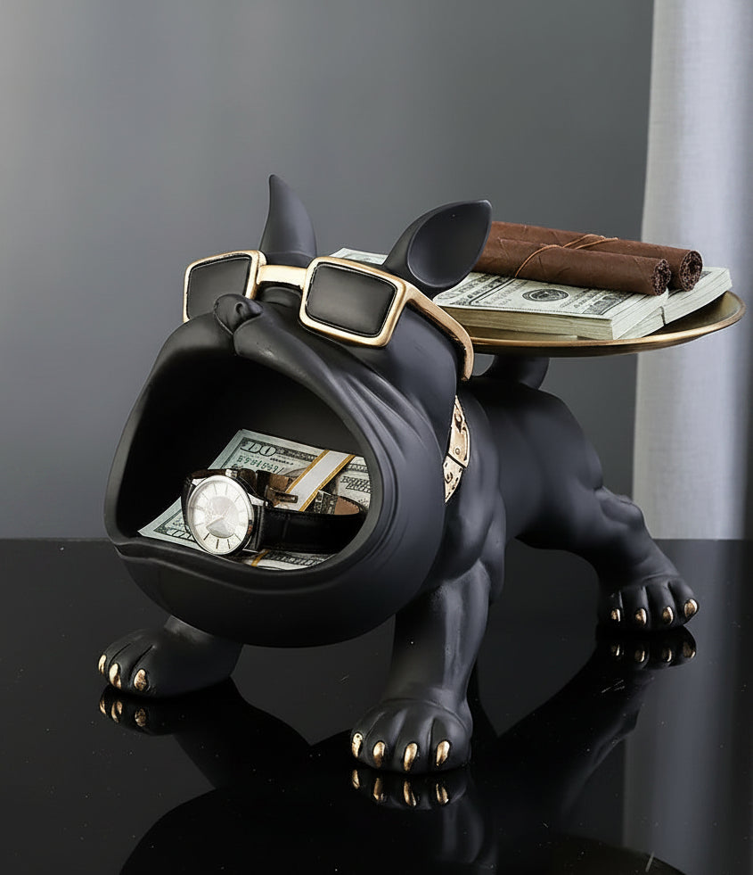 Resin Dog Statue Bulldog Statue Storage Tray Animal Decoration Resin Craft Art Sculpture Statue Dog Sculpture Home Decoration