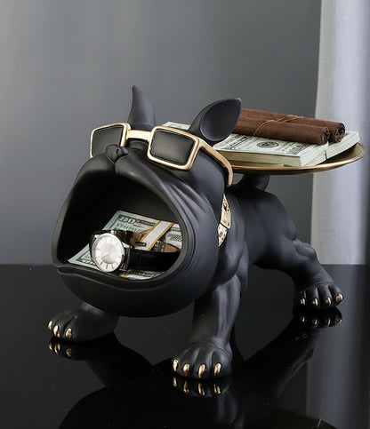 Resin Dog Statue Bulldog Statue Storage Tray Animal Decoration Resin Craft Art Sculpture Statue Dog Sculpture Home Decoration