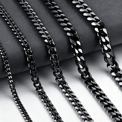 3Mm Men'S Cuban Chain Necklace Simple Stainless Steel Necklace Fashion Titanium Steel Jewelry Trend Accessories Gift