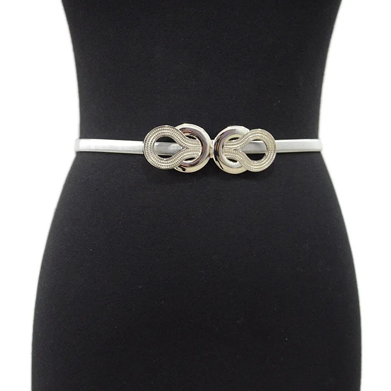 Belts for Women Gold Silver Dresses Elastic Stretch Female Waist Belts Metal Thin Ladies Dress Belts Cinturones Pasek