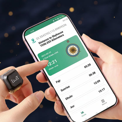 OLED Digital Smart Zikr Ring Counters Bluetooth App Tasbih Tally Counter for Muslims Prayer Time Vibration Reminder Alarm Clock