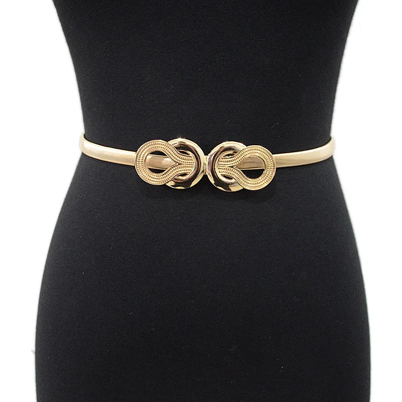 Belts for Women Gold Silver Dresses Elastic Stretch Female Waist Belts Metal Thin Ladies Dress Belts Cinturones Pasek
